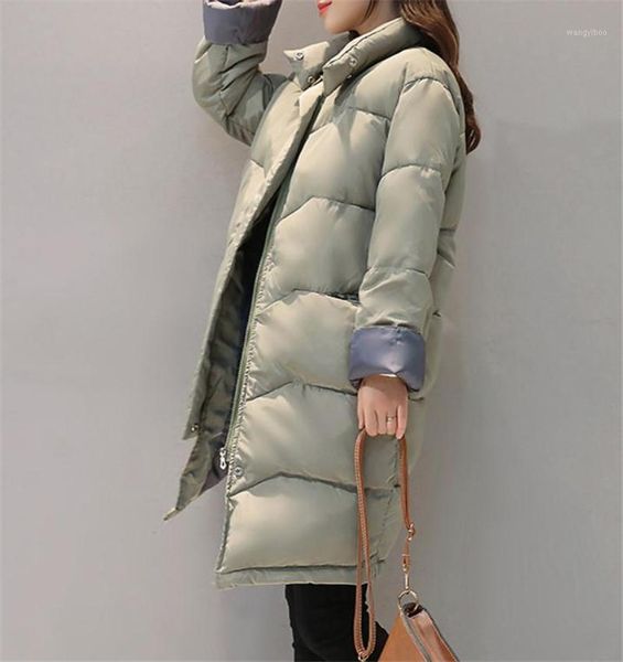 

european and american style loose large cotton padded coats jacket medium and long stand collar bread jacket cotton padded coats1, Black