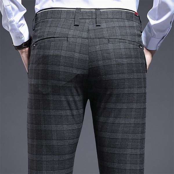 ICPANS Skinny Plaid Men Dress Pants Matita Business Office Pantaloni formali per uomo Stretch Suit Pants Uomo Slim Summer 201106