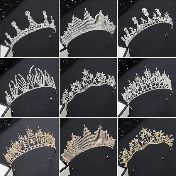 

korean bride's new headdress atmosphere goddess net red p crown wedding dress hair ornament, Silver