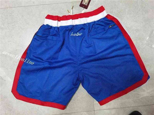 

men's team basketball short just vintage blue color sport stitched shorts hip pop elastic waist pants with pocket zipper los angeles, White;black