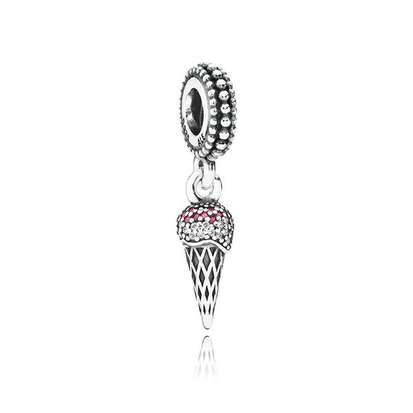 

authentic ale 925 sterling silver ice cream dangle charms beads pendant with cubic zirconia fit pandora bracelets for diy jewelry making, Black