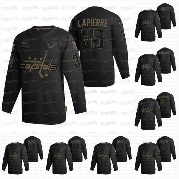 

alex ovechkin washington capitals 2020 veterans day jersey henrik lundqvist jakub vrana schultz kovalchuk oshie backstrom wilson burakovsky, Black;red