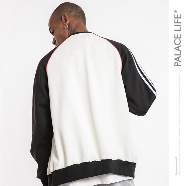

life popular brand men's wear autumn and winter three bars mixed colors baseball uniform men and women loose-fit sports j1, Black;brown