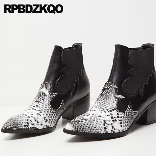 

designer shoes women luxury 2020 10 ankle big size snakeskin snake boots slip on chunky booties waterproof fashion pointed toe1, Black