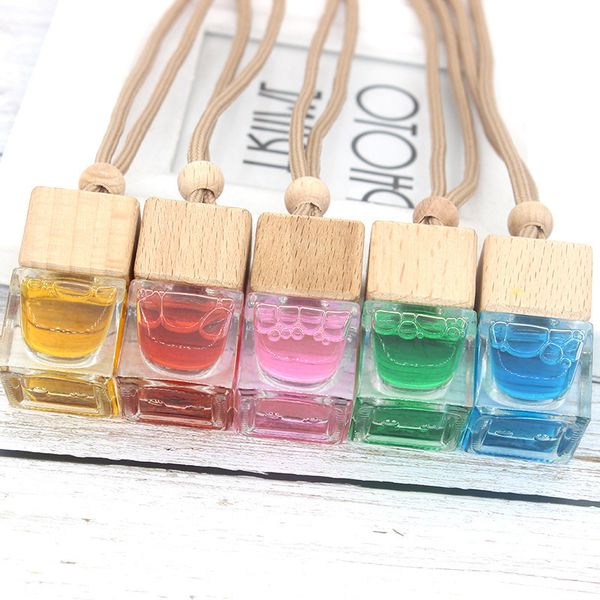 

cube car perfume bottle hanging rearview ornament air freshener for essential oils diffuser fragrance empty glass bottle pendant