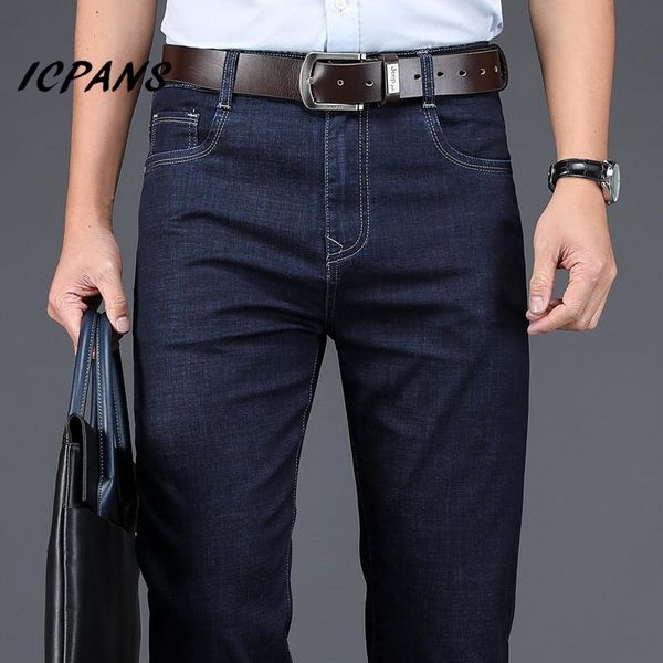 

icpans business men's jeans straight loose stretch summer thin denim jeans for men leisure man clothing denim trousers 42, Blue