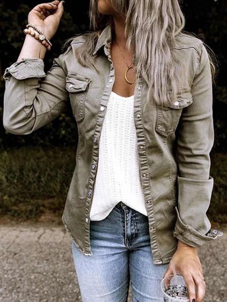 

женщины повседневная куртка с карманом моды осенне-зимний сплошной цвет куртки для женщин 20fw дамы streetwear куртки, Black;brown