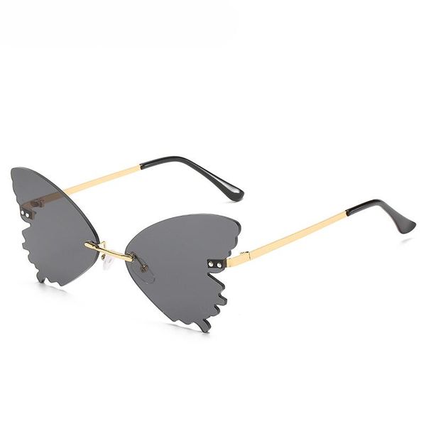 

sunglasses personality butterfly shape female colorful ocean film frameless women's ins fashion wild glasses, White;black