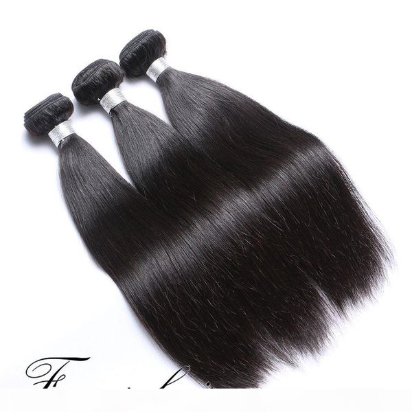 

100% unprocessed peruvian virgin human hair weft silky straight natural color grade 6a human hair extensions 3pcs per lot ing, Black