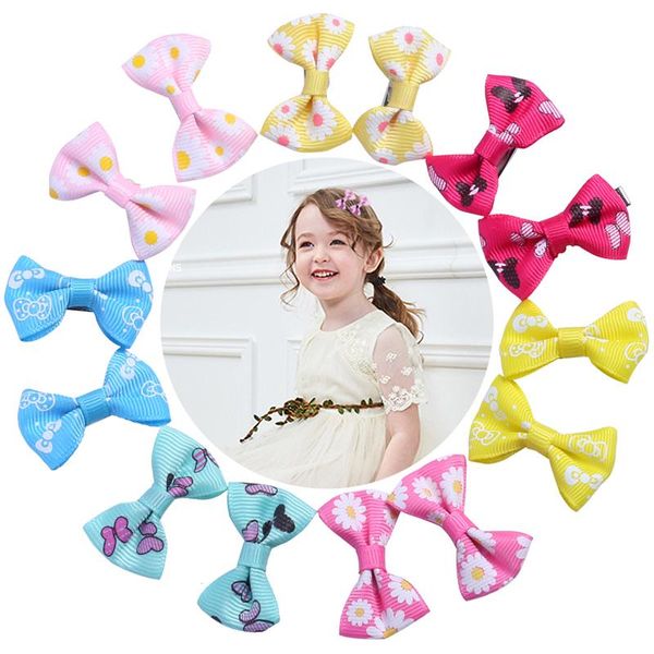 

20pcs 4cm kids hair clips baby bow hairpin duckbill hair accessories for children girls barrettes color aligator claws hairgrip bbyjxh, Black;brown