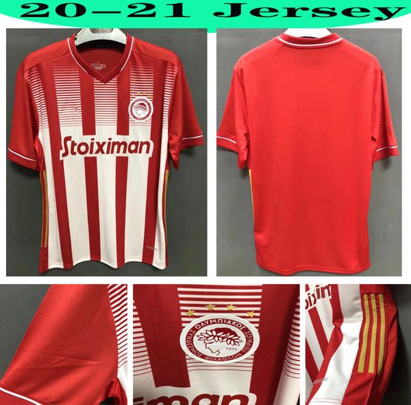 

2020 olympiacos f.c. soccer jerseys ansarifard djurdjevic marin fortounis engels pardo custom 2021 home red olympiacos football shirt, Black;yellow