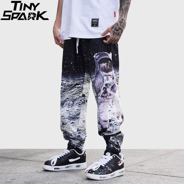 

hip hop joggers pants spaceman print men streetwear harajuku sweatpants casual spring summer track pant harem trousers 201110, Black