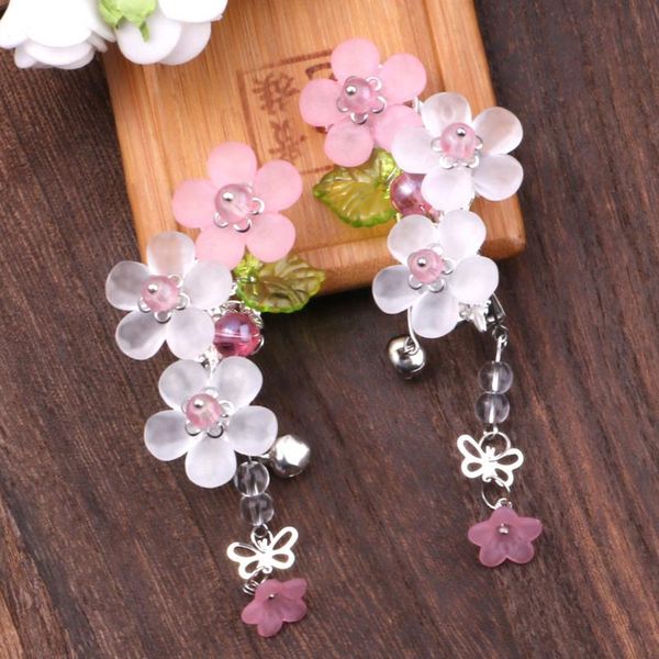 

1 pc vintage cherry blossom tassel antique hair clips hanfu bride wedding hair jewelry handmade clip, Golden;silver