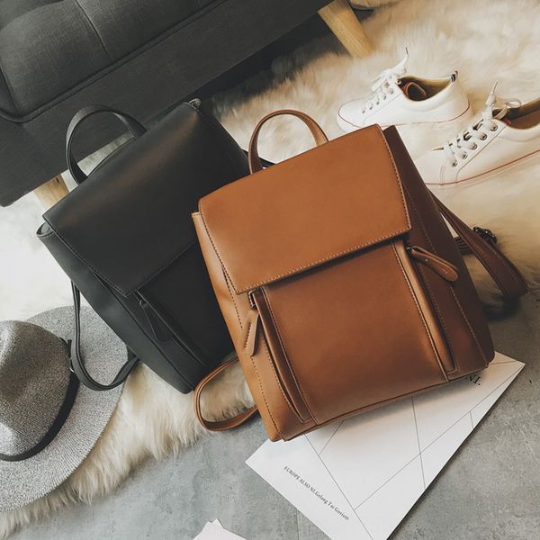 

women's 2019 new korean british simple shoulder backpack shoulder bag backpackbackpackstyle schoolbag pu leather backpack avk6q