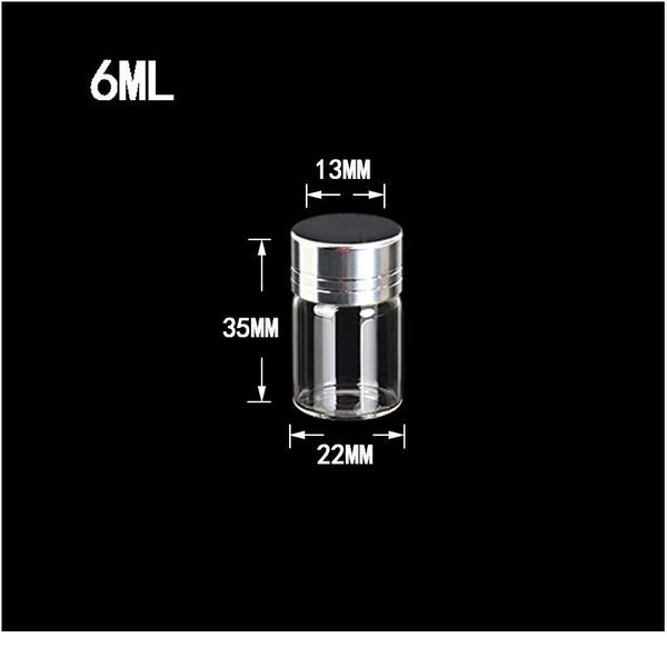 

6ml mini glass bottles screw cap silver aluminium lid cute transparent clear empty glass jars vials bottle jlllod