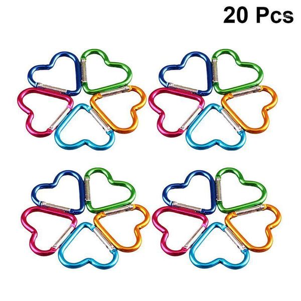

hooks & rails 20 pcs heart shaped aluminum carabiners hanging buckles heavy duty safe clip backpack clasps outdoor storage random color11