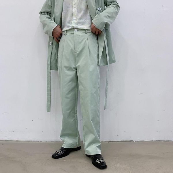 

2020 spring and autumn new personality design temperament wide leg pants fashion casual loose solid color trousers green / red1, White;black