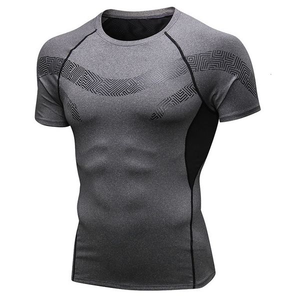 

new quick dry men comprehensive training t-shirt fitness jogging t-shirt sportwear men running printed short sleeve, Black;blue