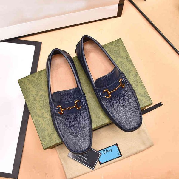 

men dress shoes designer formal men's genuine leather brand wedding mens office business casual loafers size 38-46, Black