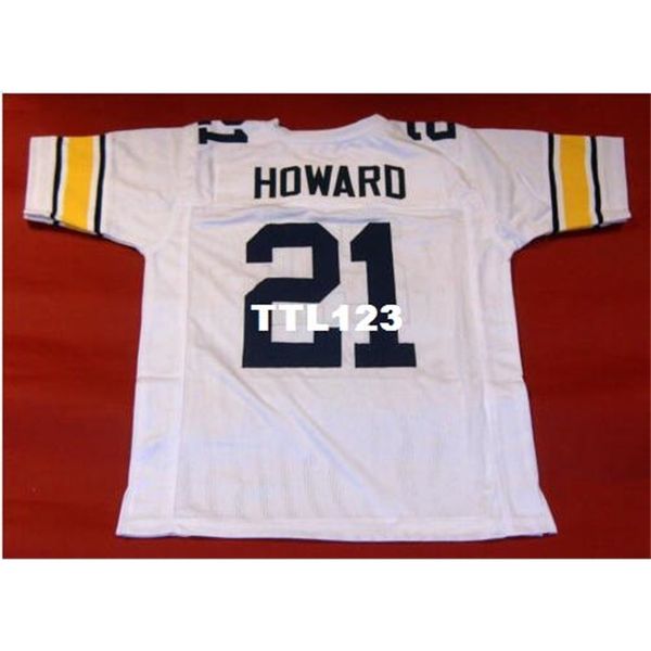

3421 custom michigan wolverines #21 desmond howard custom white navy college jersey size s-4xl or custom any name or number jersey, Black