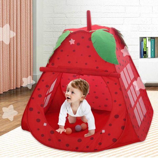 

play tent ball pit pool strawberry shape game house indoor outdoor toys girls princess portable foldable playhouse toy for child wmtojk
