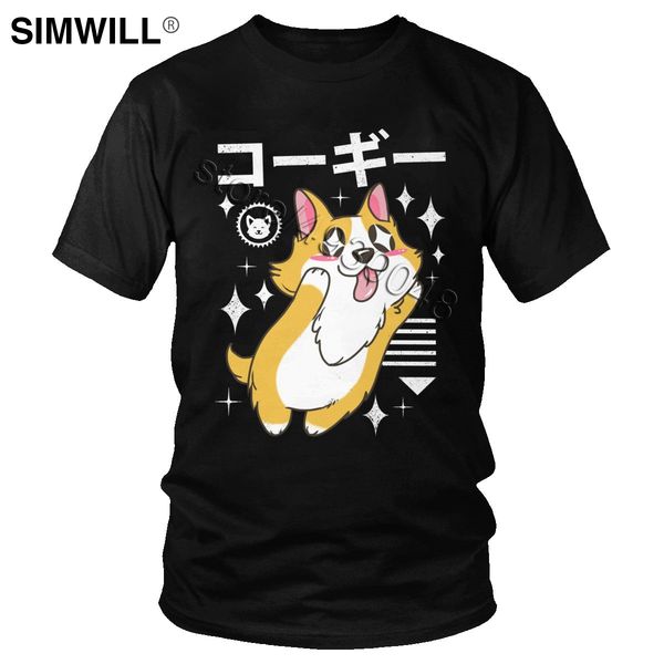 

kawaii корги мужская забавный японский ину собака с коротким рукавом круглый шеи лето tee большой размер tops подарков толстовка с капюшоном