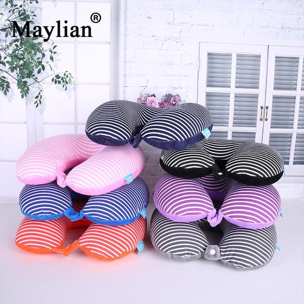

pillow u shaped cushions stripe cotton fabric travel neck pillows sleeping cushion invisible head massage car headrest soft p39