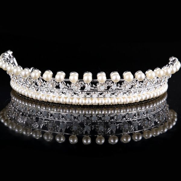 

tiktok model new hoop alloy pearl drill, bride crown dressing wedding p, Silver