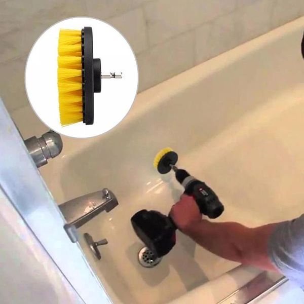 

5inch 4pcs electric drill brush kit power scrubber cleaning brush for shower bathroom car leather plastic nylon bru bbydgk