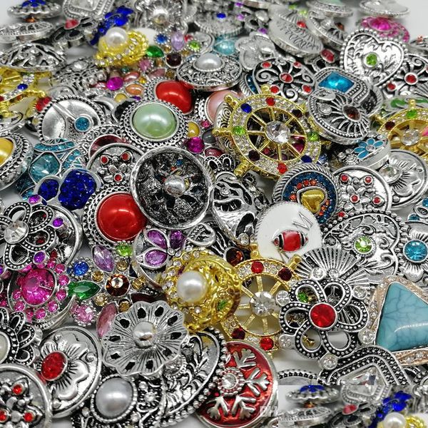 

fashionable 50pcs/lot 18mm snap buttons metal mix styles jewelry roandomly diy ginger snap noosa chunk fit bracelet bangles necklace 5pkic