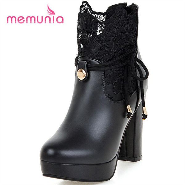 

boots memunia arrive 2021 fashion super high heel square ankle for women autumn winter ladies size 33-43, Black