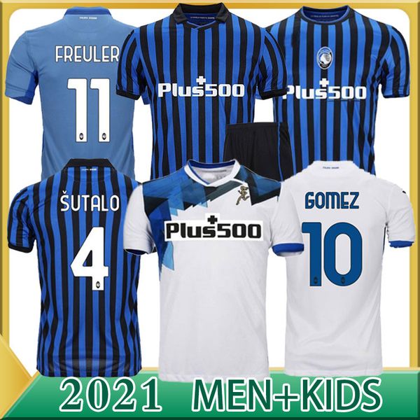 

2021 atalanta b.c. soccer jersey #10 gomez #72 ilicic 20 21 men soccer shirt home blue away white customized football uniforms, Black;yellow