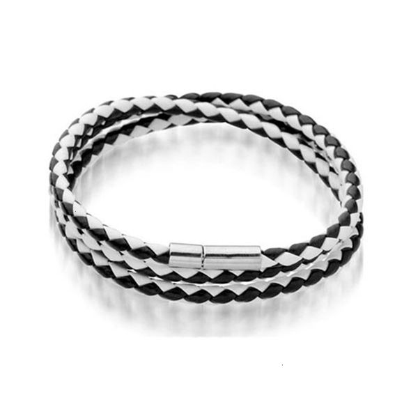 

fashion1h00magnetic mens leather bangle bracelets black/brown stainless mesh steel clasp double wrap wristband beautiful titanium b
