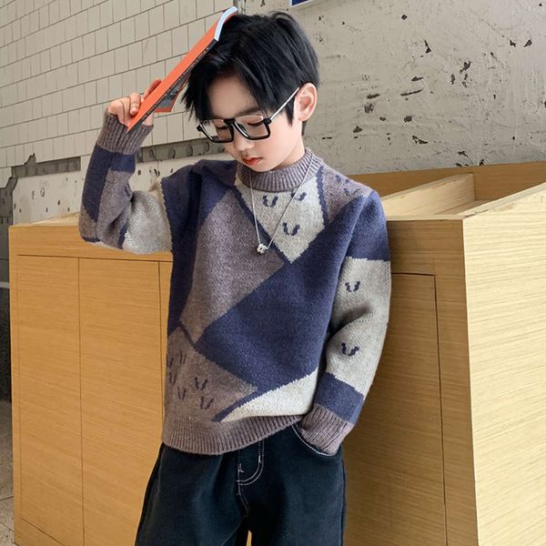 

korean sweater new pullover fashion 2020 children's autumn and winter t-shirt boys' wear, Blue