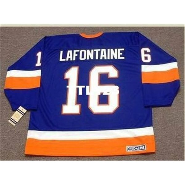 

121 #16 pat lafontaine new york islanders 1990 ccm vintage home hockey jersey or custom any name or number retro jersey, Black