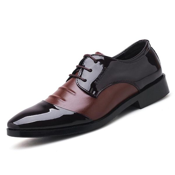 

dress shoes men brand business pu leather breather formal wedding pointed toe big size 38-48, Black