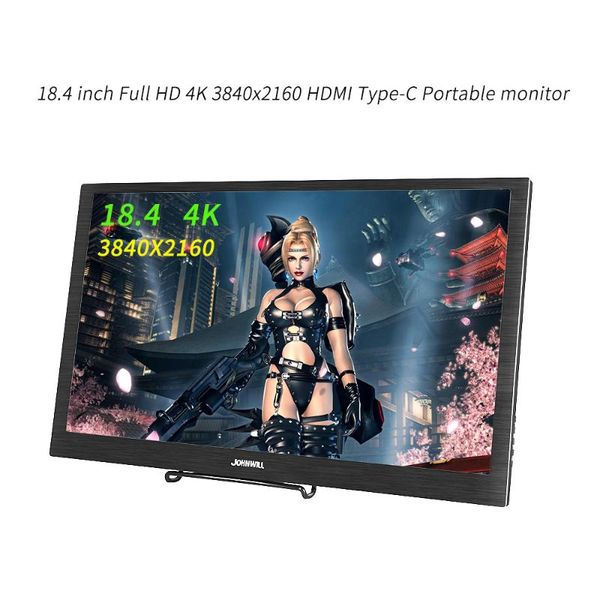 

4k портативного жк-монитор 18,4 дюйма 3840x2160 мини dp типа с hdmi для ноутбука, телефона, xbox, переключателя и ps4 портативного жк-монито