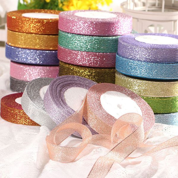 

25yard 22m 1'' handmade silver metallic glitter ribbons for diy crafts sewing fabric christmas party wedding supplies gift wrap