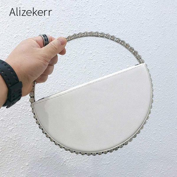 

evening bags colour diamond circular bag women 2021 rhinestone metal handle handbag ladies dinner small clutch purses1