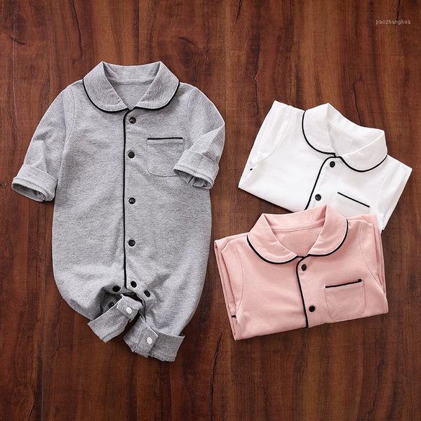 

jumpsuits baby clothes born romper infant boys girls long sleeve lapel collar jumpsuit overalls for children1, Blue