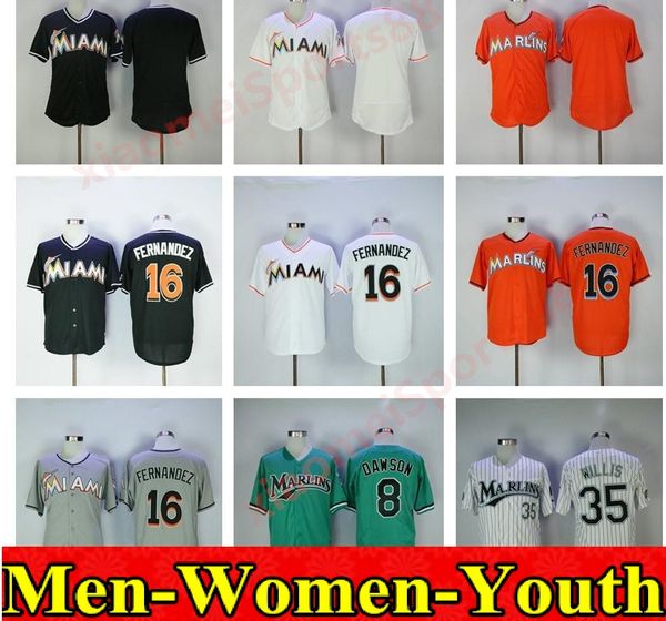 

marlins men women kids baseball vintage 16 jose fernandez jerseys 94 bad bunny with puerto rican flag 35 dontrelle willis andr, Blue;black