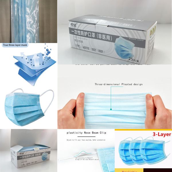 

retail packaging disposable blue melt blown cloth protective non-woven dust mask 3 layer protection spot 1 igmgc
