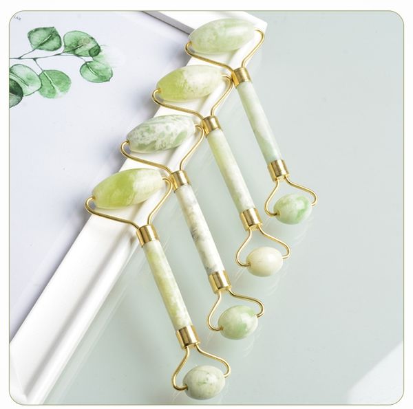 

2in1 100 nature jade stone gemstone face facial body skin massager bar roller dual head free