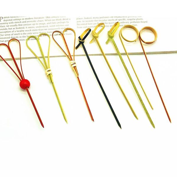 

50 pcs 12cm cut shaped string fancy creative bamboo sign fruit skewer cocktail fork fruit wood appetizing toothpicks fruit qylgxw mywjqq