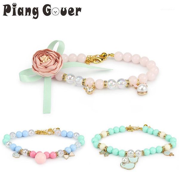 

dog collar flower teddy dog collars artificial rhinestone pet necklace collar for cat small dogs necklace1