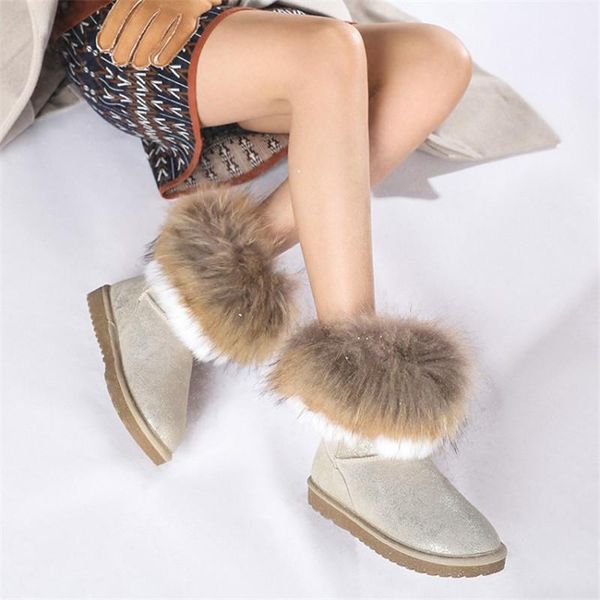 

pxelena 2020 элитная fur женщины плоский снег сапоги из натуральной кожи без скольжения плюшевые зима теплая ботильоны плюс размер 35-43, Black