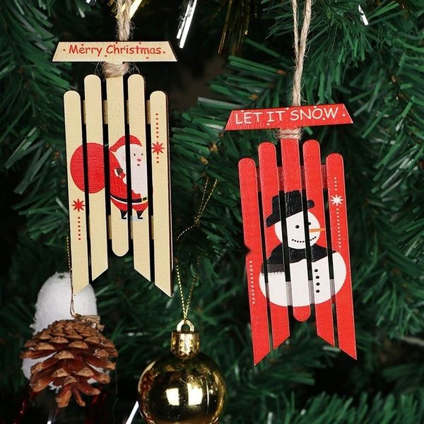 

te8o3 new ornaments pendant home home decoration shopping mall tree dressed wooden christmas snowman pendant obtwh