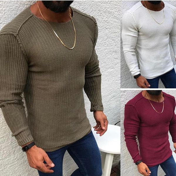 

pullover sweater men 2020 casual slim fit knitted sweaters pull homme o neck long sleeve solid color male knitwear black white1, White;black