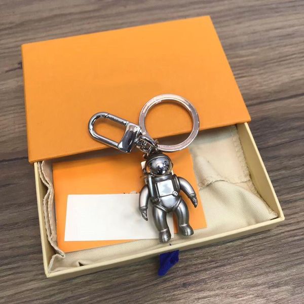 

original keychain bag pendant car keychains astronaut decoration luggages bag parts accessories gifts with box, Silver