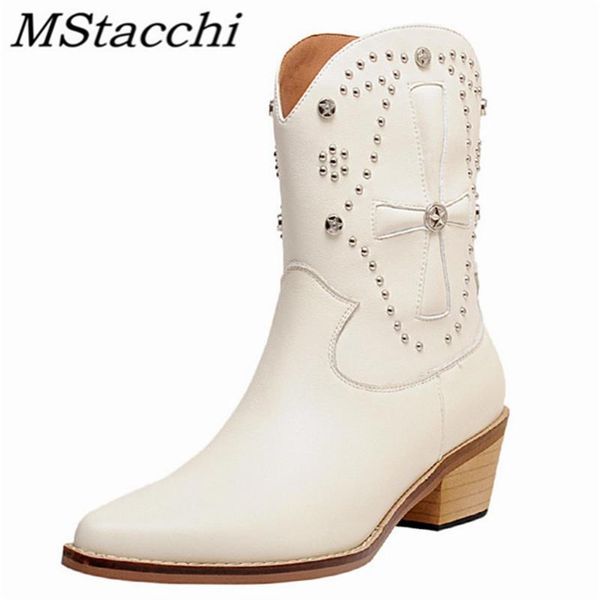 

mstacchi дамы rivet лоскутное шитье короткие сапоги мотоцикл женщины острым носом низкий каблук металла украшения скольжению на ботильоны, Black
